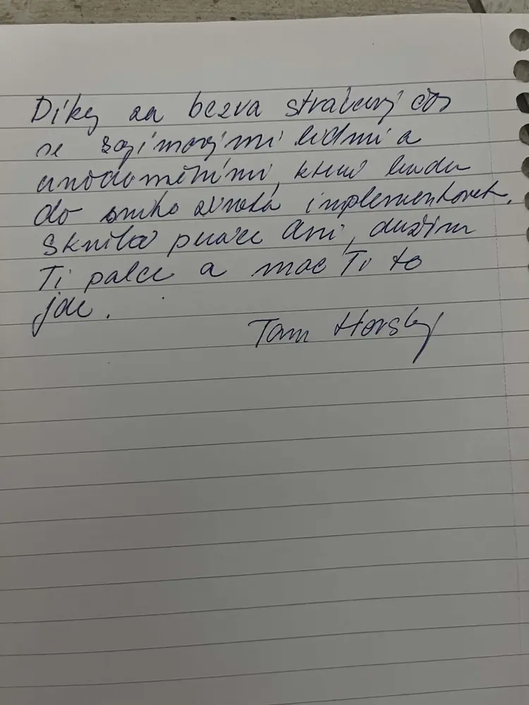 Ručně psaná recenze účastníka