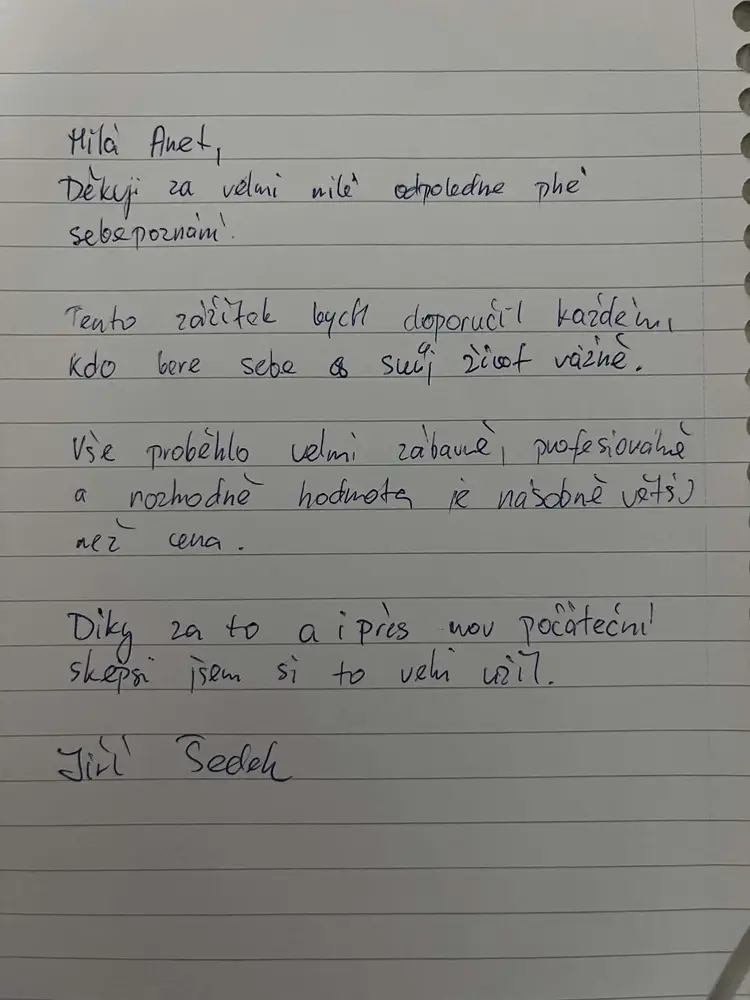 Ručně psaná recenze účastníka