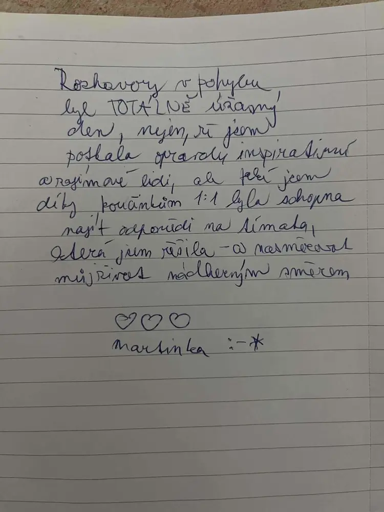 Ručně psaná recenze účastníka