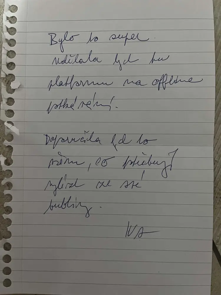 Ručně psaná recenze účastníka