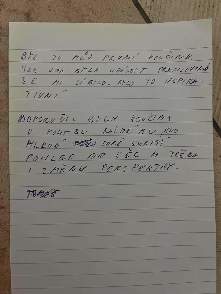 Ručně psaná recenze účastníka