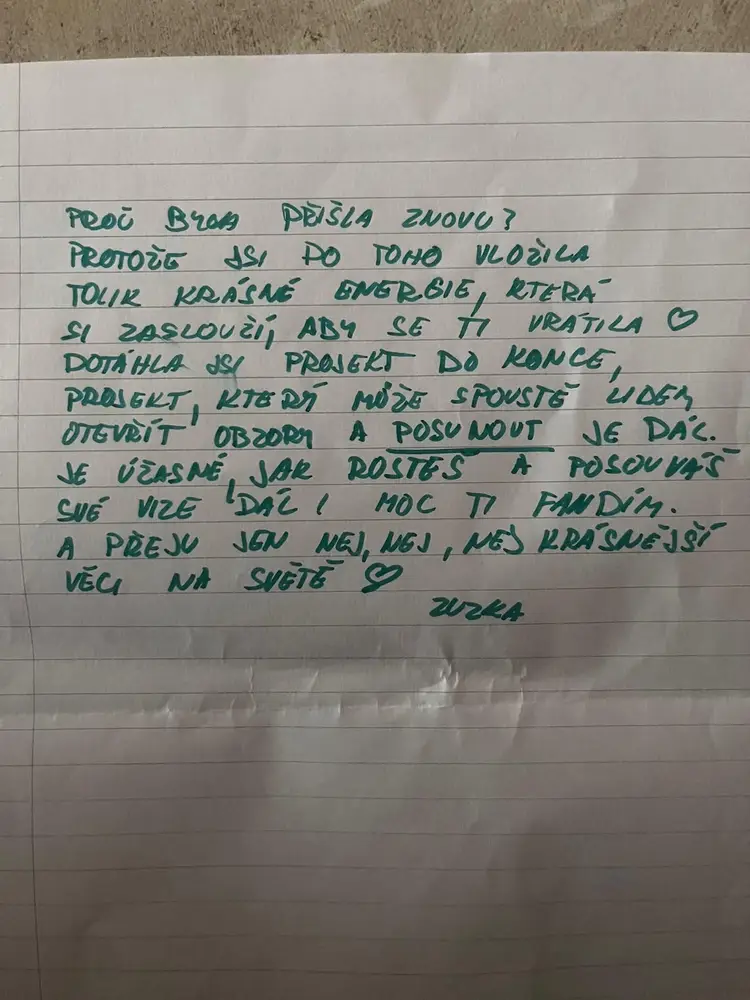 Ručně psaná recenze účastníka