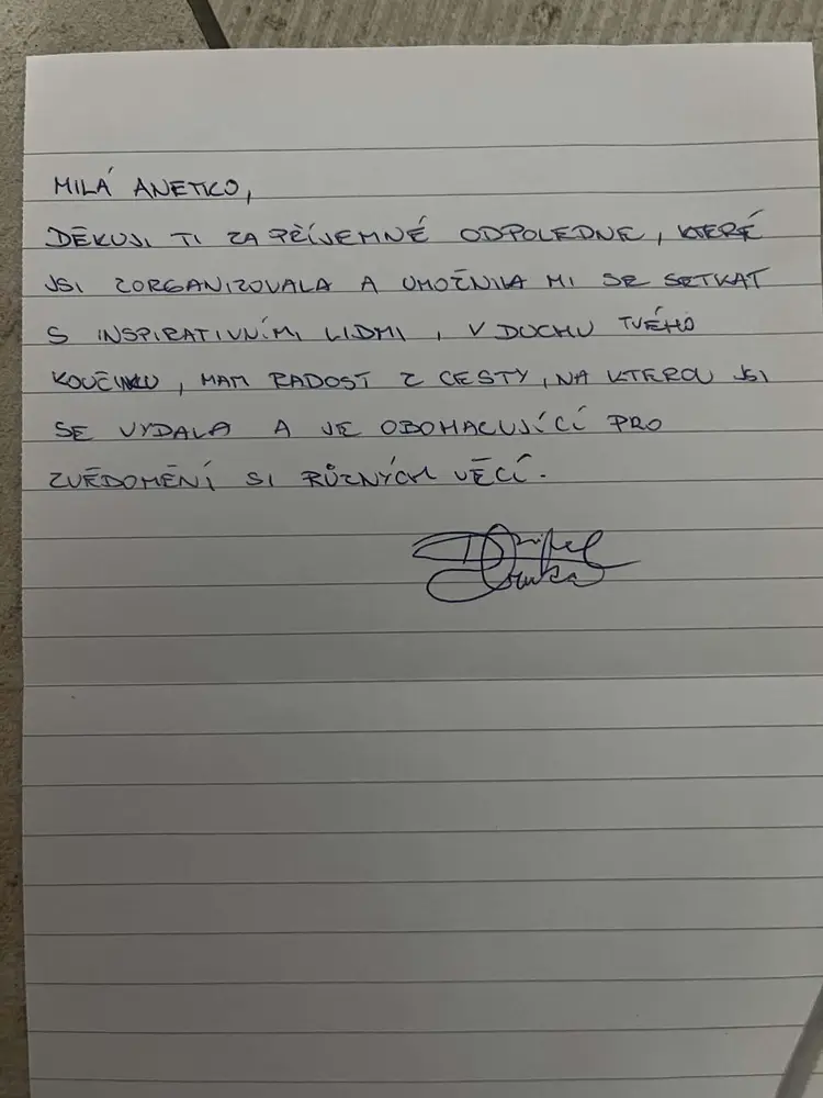 Ručně psaná recenze účastníka
